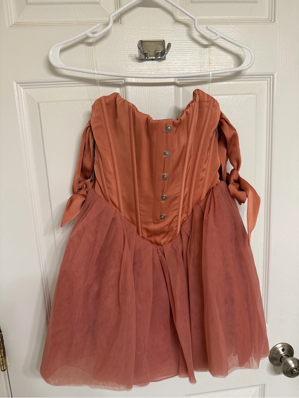 Oh Polly - REINE Size XS - Off-Shoulder Rose Pink Corset Tulle Mini Dress. - Picture 10 of 11